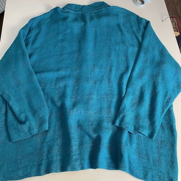 Nino Wong California Top XL Lagenlook Art To Wear Embroidered Linen Blen - Picture 5 of 16